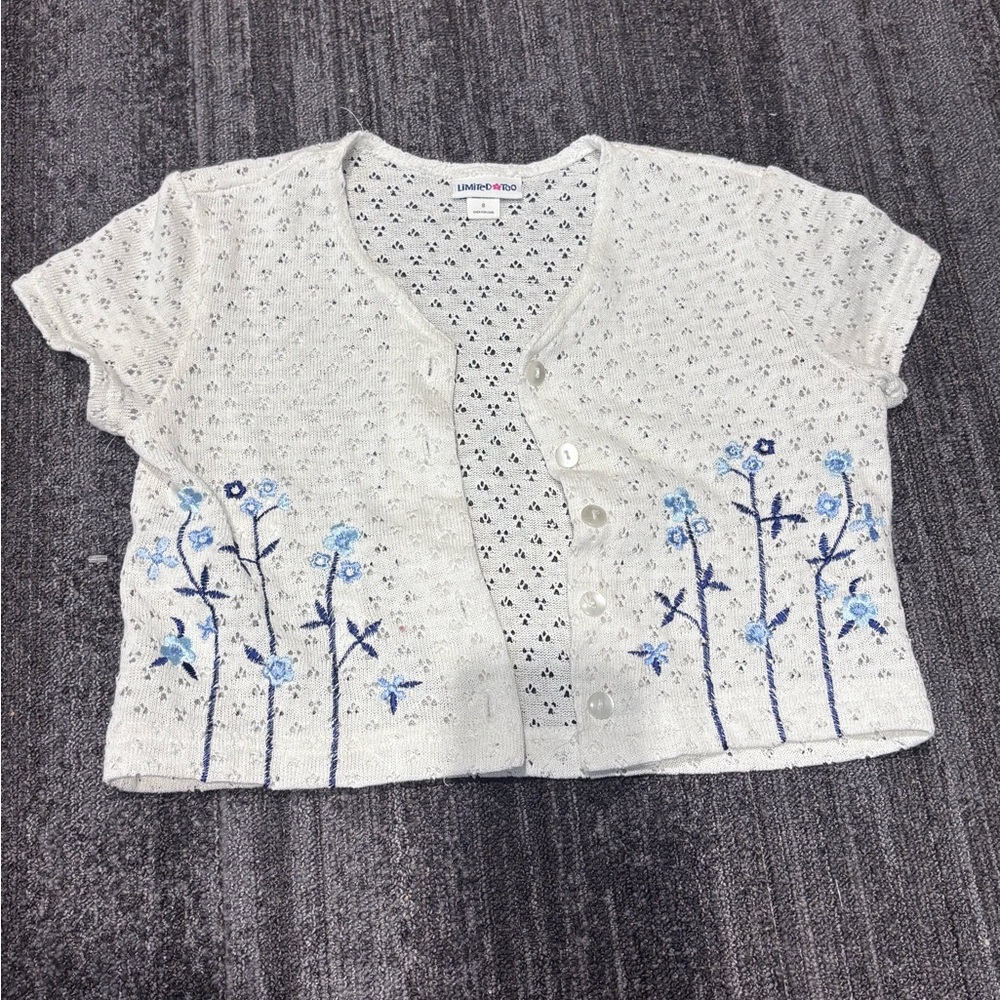 Limited Too White and Blue Floral Button Down Shirt